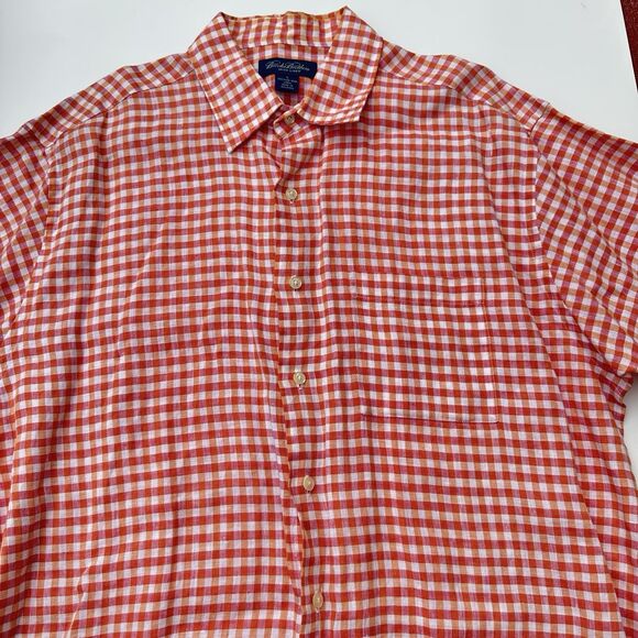 Brooks Brothers Shirt Mens L Pink Irish Linen Short Sleeve Button Up Adult - Picture 3 of 5